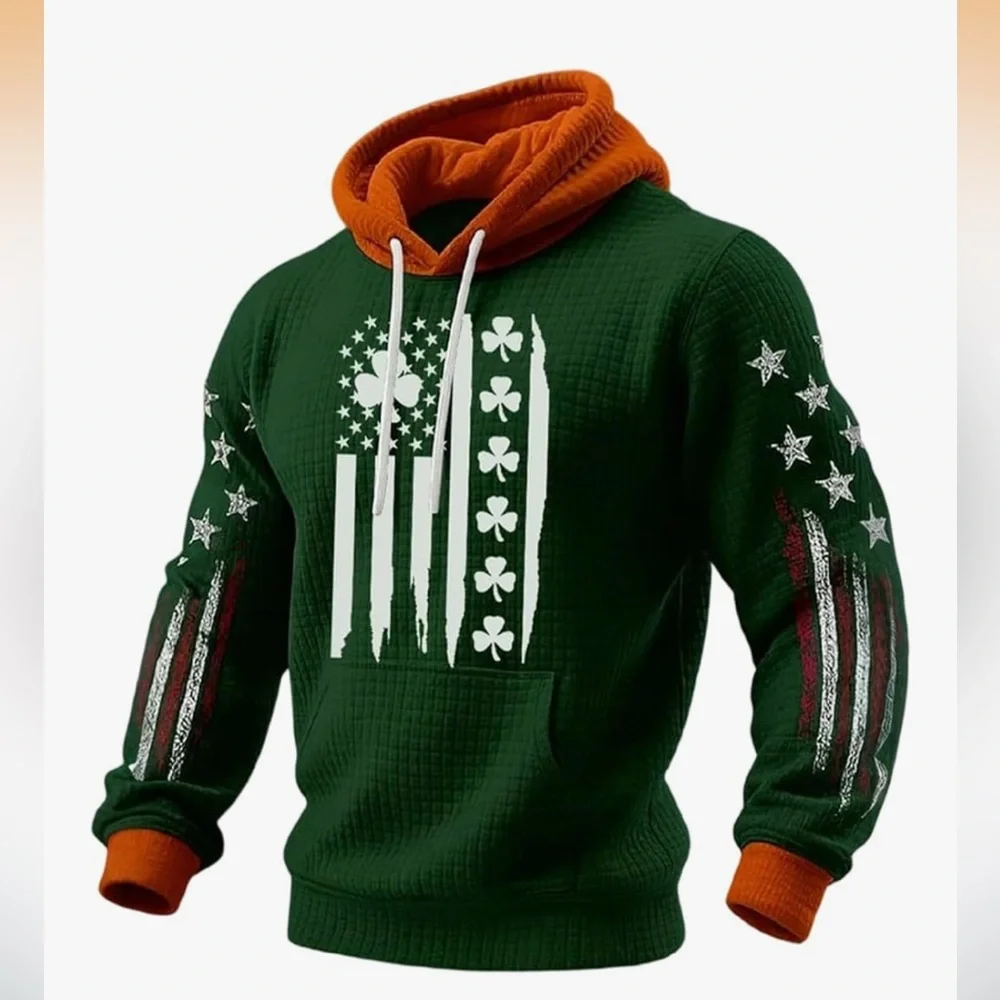 Men’s Irish Flag Shamrock Hoodie St Patrick’s Day Green Medium NWT